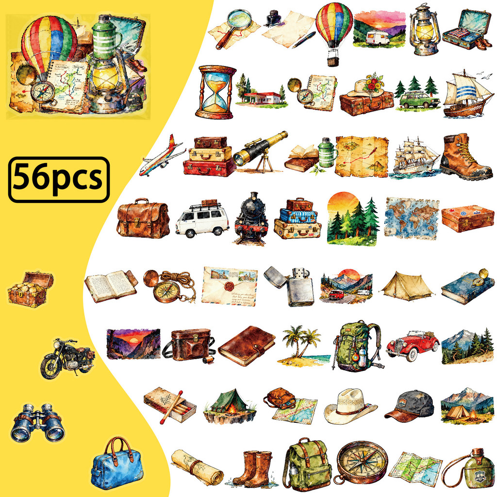 Outdoor Adventure Store - 56 Pegatinas PET para Viajes y